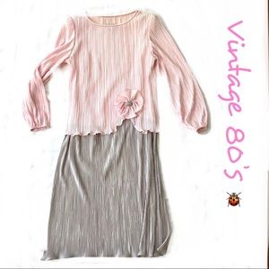 Vintage 80’s Dress Broomstick Pleats Fits Size 8